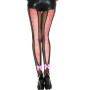 Collant résille noir avec laçage rose corset et noeud 