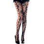Collant fantaise noir résille et ajouré façon filet et fleurs 