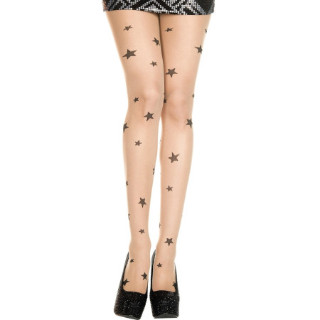 Collant sexy chair avec étoiles noires 