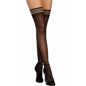 Bas fins nylon jarretières élastiques rayées 