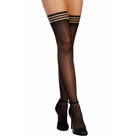 Bas fins nylon jarretières élastiques rayées 