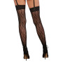Bas noir en résille avec motif léopard. 