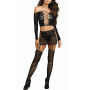Ensemble extensible top et jupe jarretelles et bas 