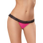 Tanga rose ouverture coeur et dentelle noire 