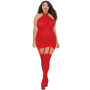 Bodystocking rouge grande taille effet guêpière avec dentelle 