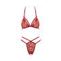 Soutien-gorge en dentelle rouge avec bonnets détachables et string 