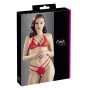 Soutien-gorge en dentelle rouge avec bonnets détachables et string 
