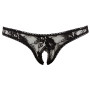 String ouvert à l'entre-jambe en dentelle noire 