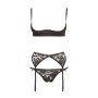 Ensemble sexy trois pièces en dentelle noire 