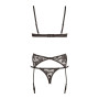 Ensemble sexy trois pièces en dentelle noire 