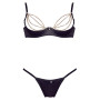 Soutien-gorge sexy demi-seins en satin avec chainette et string 
