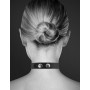 Collier en cuir noir SM avec Sexy en strass 