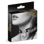Collier en cuir noir SM avec pendentif cadenas coeur argenté 