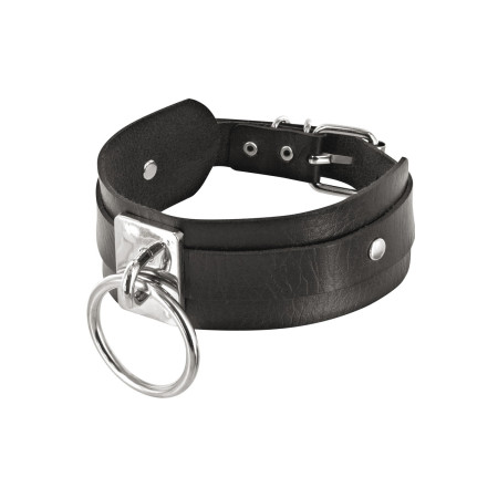 Collier fétichiste avec anneau métal pour laisse 