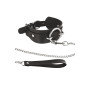 Collier fétichiste large anneau métal et laisse 