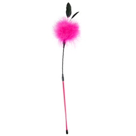 Cravache pompon rose avec petites plumes 