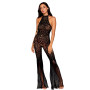 bodystocking en dentelle au crochet sans couture et résille noire 