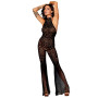 bodystocking en dentelle au crochet sans couture et résille noire 