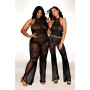 bodystocking en dentelle au crochet sans couture et résille noire 
