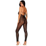Bodystocking en résille noire, sans couture, avec large décolleté à armature  