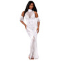 Robe bodystocking en résille et dentelle blanche 