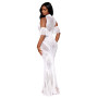 Robe bodystocking en résille et dentelle blanche 