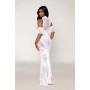 Robe bodystocking en résille et dentelle blanche 