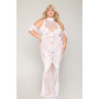 Robe bodystocking, grande taille, en résille t dentelle blanche 