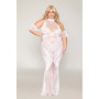 Robe bodystocking, grande taille, en résille t dentelle blanche 