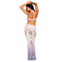 Robe bodystocking blanche sans couture avec motif de dentelle personnalisé et motifs en résille 