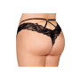 Culotte en dentelle noire, grande taille, avec lanières et chaines dorées 