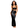 Ensemble Soutien-gorge et jupe longue noir en simili cuir 