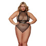 Body en résille, grande taille, avec Harnais simili cuir et chaines 