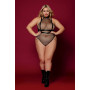 Body en résille, grande taille, avec Harnais simili cuir et chaines 
