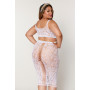 Ensemble 2 pièces grande taille, brassière résille fantaisie et jupe longue assorti 