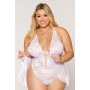 Body grande taille dentelle blanc avec tulle amovible 
