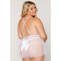 Body grande taille dentelle blanc avec tulle amovible 