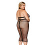 Ensemble 2 pièces grande taille, soutien gorge et jupe longue transparente noir 