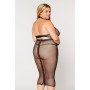 Ensemble 2 pièces grande taille, soutien gorge et jupe longue transparente noir 