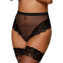 String résille taille haute avec porte-jarretelles noir 