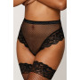 String résille taille haute avec porte-jarretelles noir 