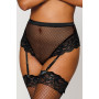 String résille taille haute avec porte-jarretelles noir 