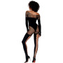 Bodystocking manches longues effet body et bas noir 