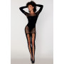 Bodystocking manches longues effet body et bas noir 