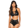 Ensemble 2 pièces simili cuir et dentelle 