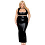 Ensemble Soutien-gorge et jupe longue, grande taille, noir en simili cuir 