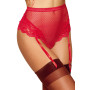 String rouge taille haute avec porte jarretelles intégrés détachables 