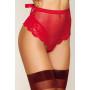 String rouge taille haute avec porte jarretelles intégrés détachables 
