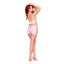 Ensemble 2 pièces top et jupe en résille fantaisie blanche 