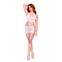 Ensemble 2 pièces top et jupe en résille fantaisie blanche 